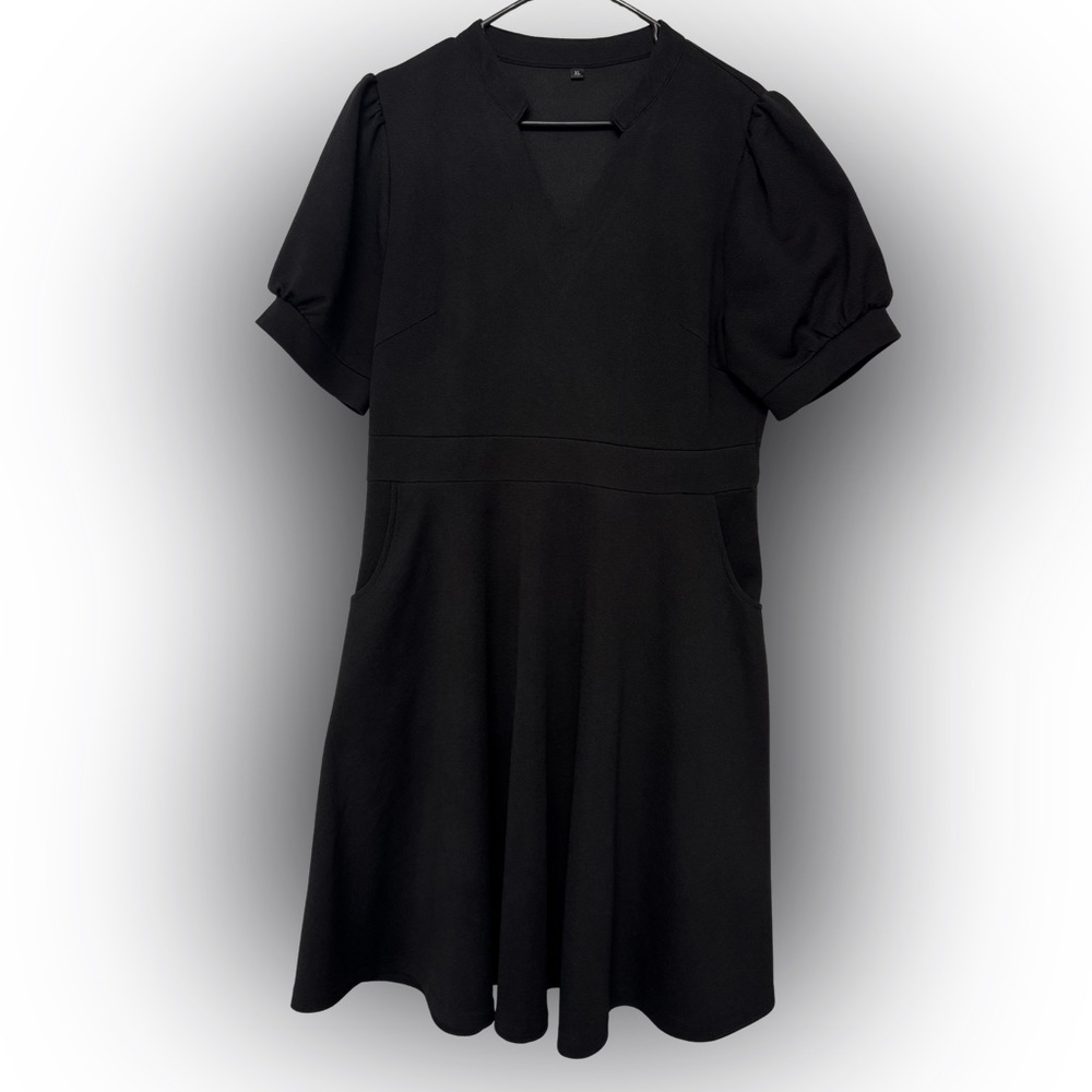 Black Fit & Flare Dress w/ Pockets & Hidden Zipper | XL - Picture 2 of 3